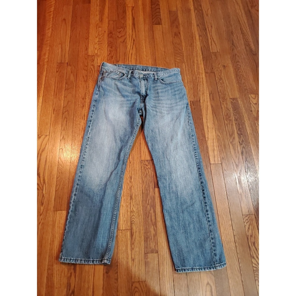 Levis 514 Jeans Mens 38x32 Slim Fit Straight Leg Medium Wash Jeans Red Tab